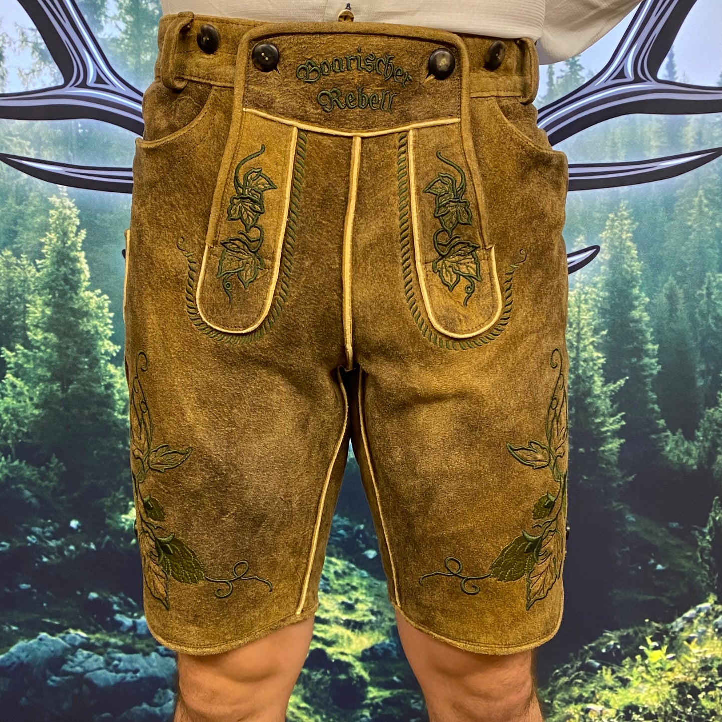 Herren Lederhose Hopfen Hellbraun Gr.56 Einzelstück