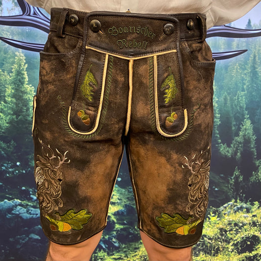 Herren Lederhose Wolpertinger mit Knöpfe