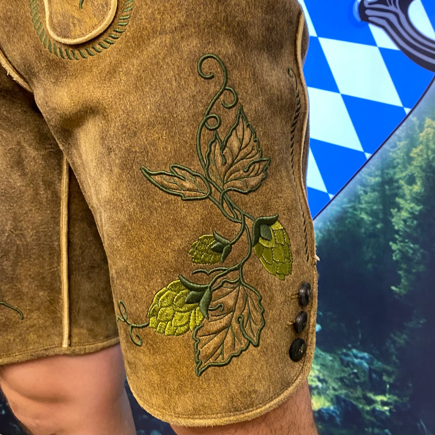 Herren Lederhose Hopfen Hellbraun Gr.56 Einzelstück