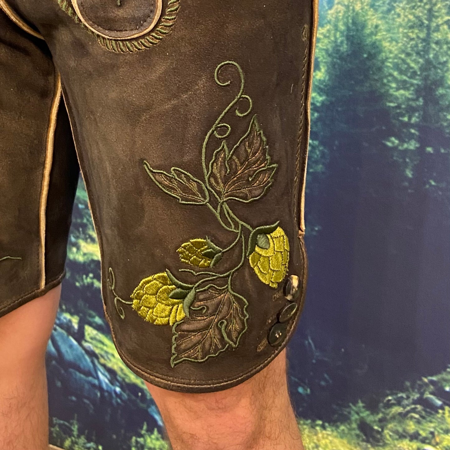 Herren Lederhose Hopfen Knöpfe